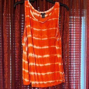 Rue21 Orange and White Tie-Dye Tank Top